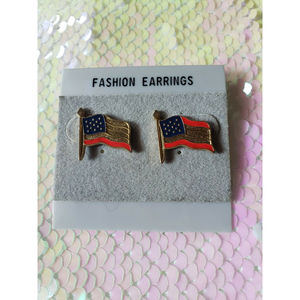American Flag Pierced Earrings Red White Blue Independence Day July 4th Jewelry